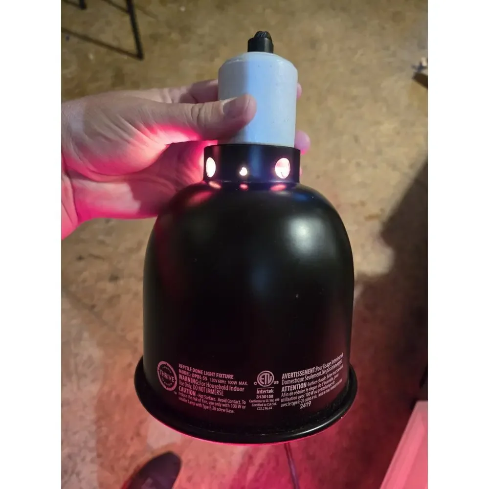 Thrive Reptile Dome Light Fixture DPDL-55 Black 100W Max w/ Red Heat Bulb & Swit
